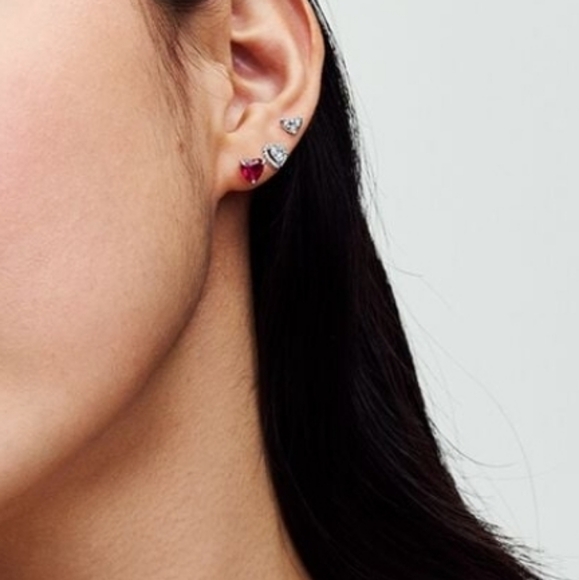 Pandora Red Heart Stud Earrings 292549c01 - Picture 2 of 3